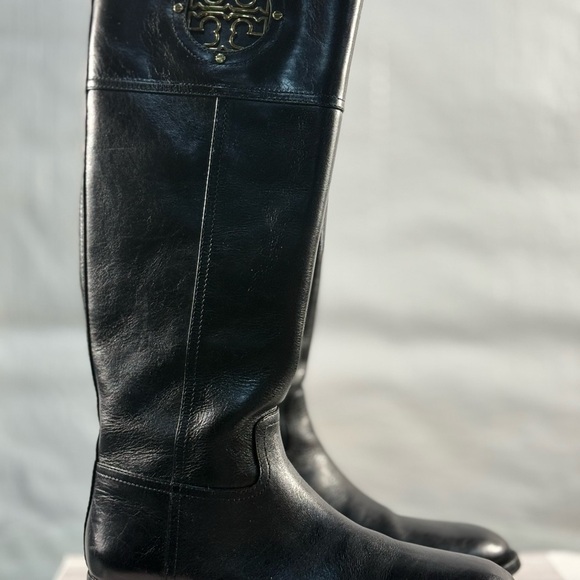 Tory Burch Black and Gold Ridding Boots - Picture 3 of 9